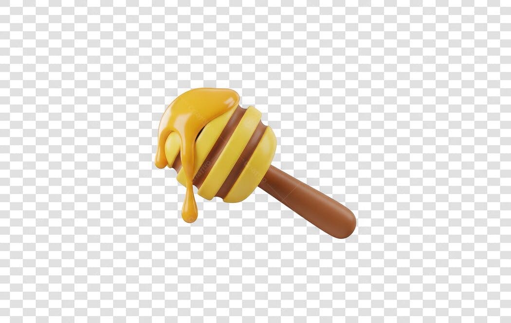 Elemento 3D Pegador de Mel Amarelo Marrom PNG Fundo Transparente