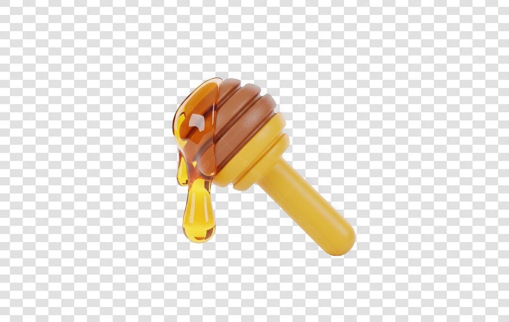 Elemento 3D Pegador de Mel Dourado Marrom PNG Fundo Transparente