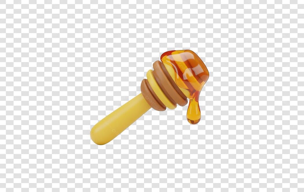 Elemento 3D Pegador de Mel Dourado PNG Fundo Transparente