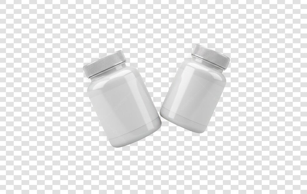 Elemento 3D Potes Suplemento Branco PNG Fundo Transparente