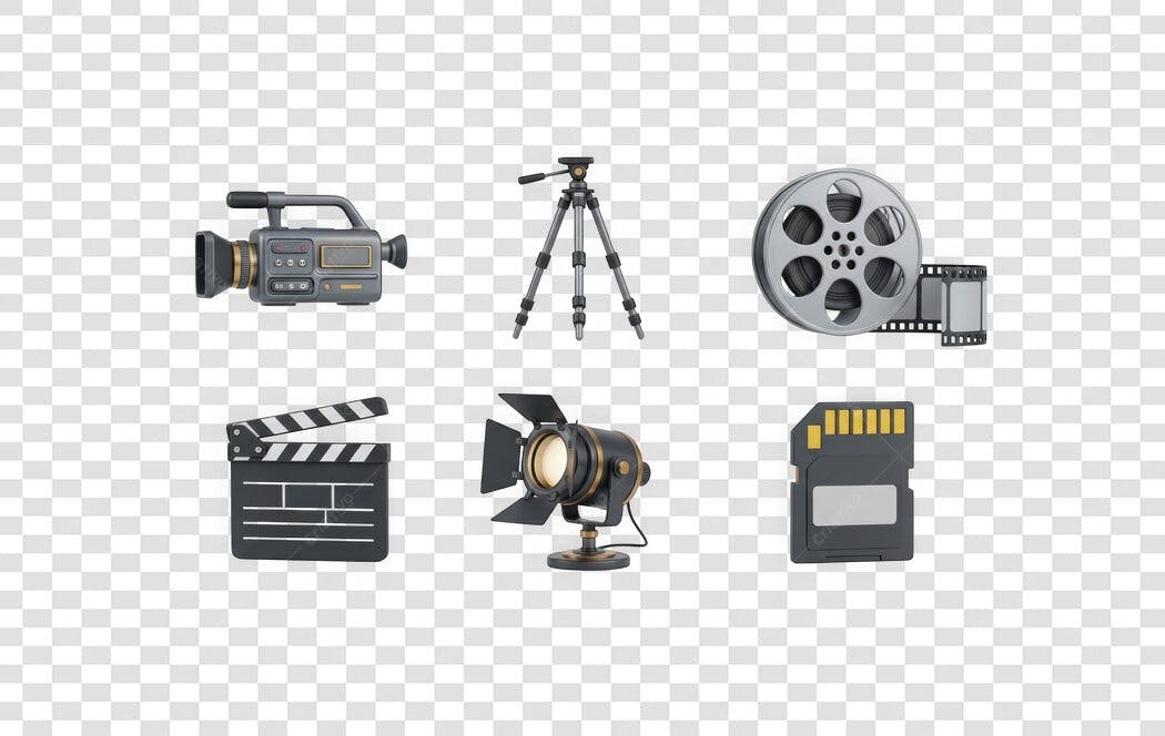 Elemento 3D Produção Audiovisual Cinema PNG Fundo Transparente