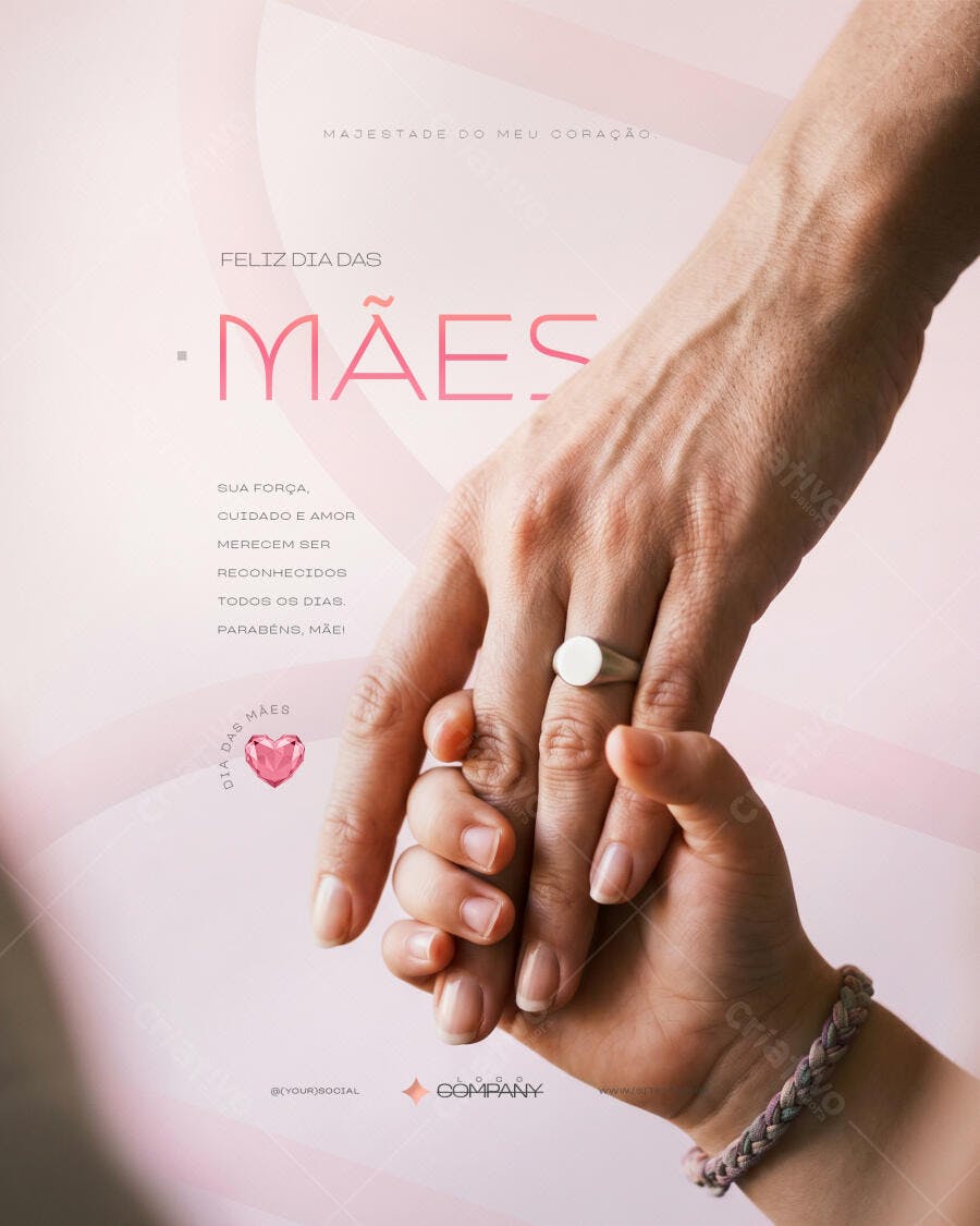 Flyer Dia das Mães Mãos Juntas PSD Editável