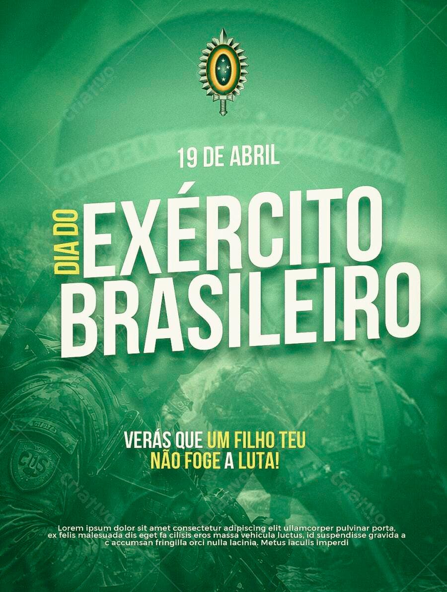 Flyer Dia do Exército Brasileiro 19 de Abril PSD Editável