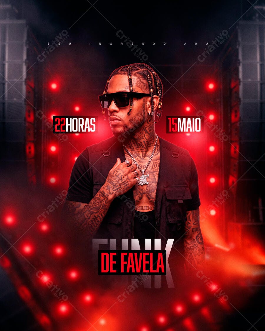Flyer Funk de Favela Evento Balada PSD Editável