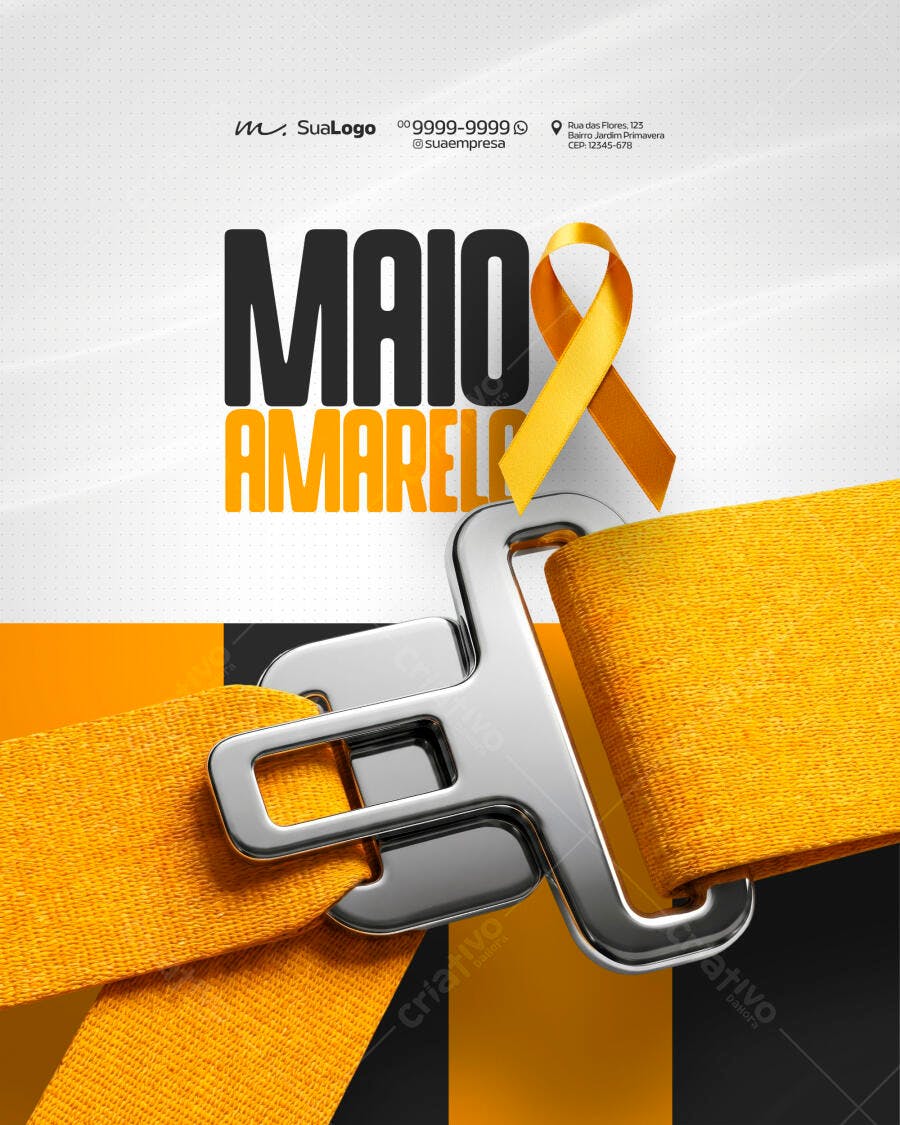 Flyer Maio Amarelo Conscientização Trânsito PSD Editável
