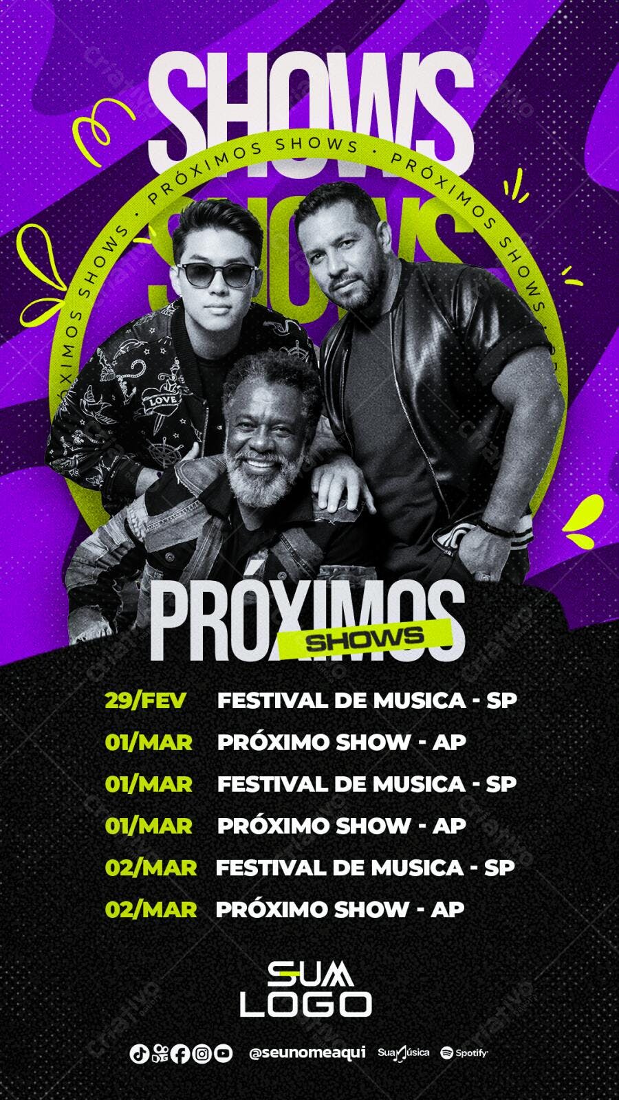 Flyer Próximos Shows Festival Música PSD Editável