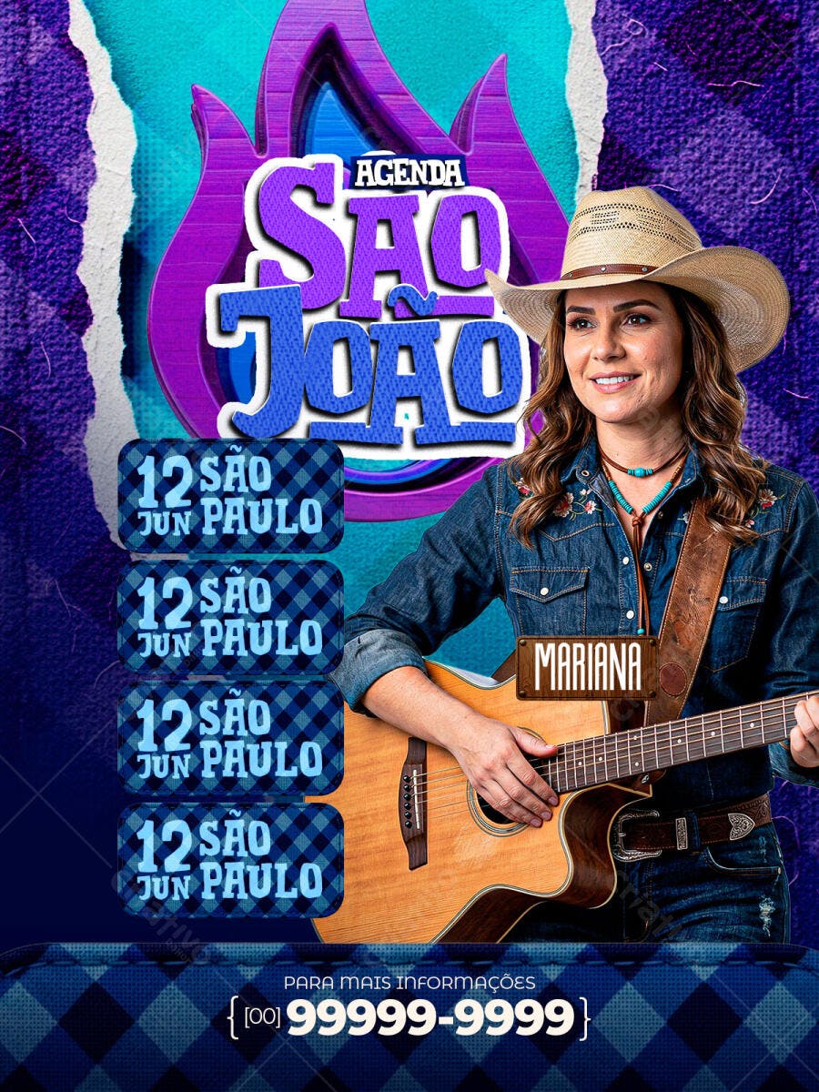 Flyer São João Agenda Festa Junina PSD Editável
