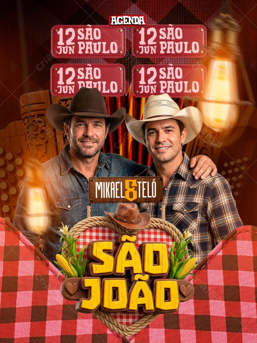 Flyer São João Festa Junina Sertaneja PSD Editável