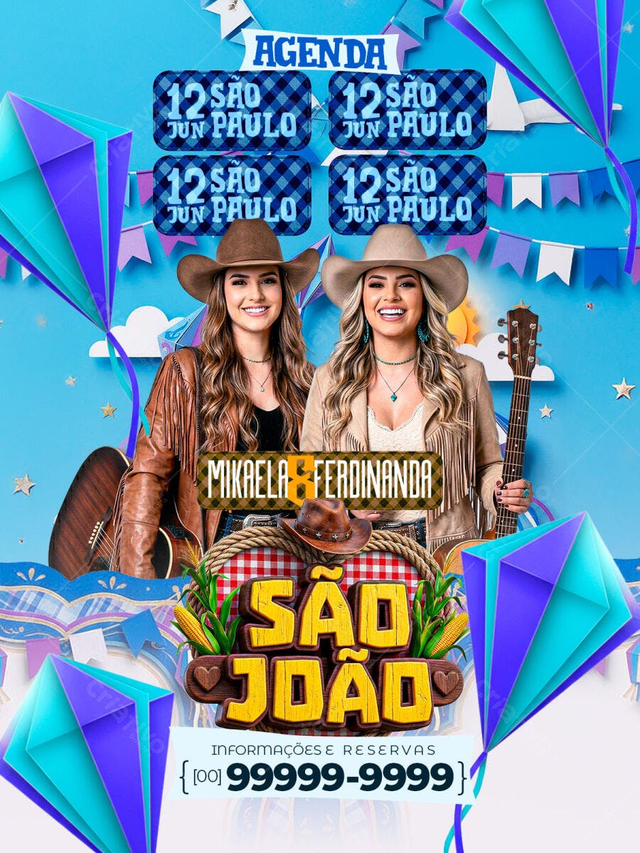 Flyer São João Festa Junina Sertaneja PSD Editável
