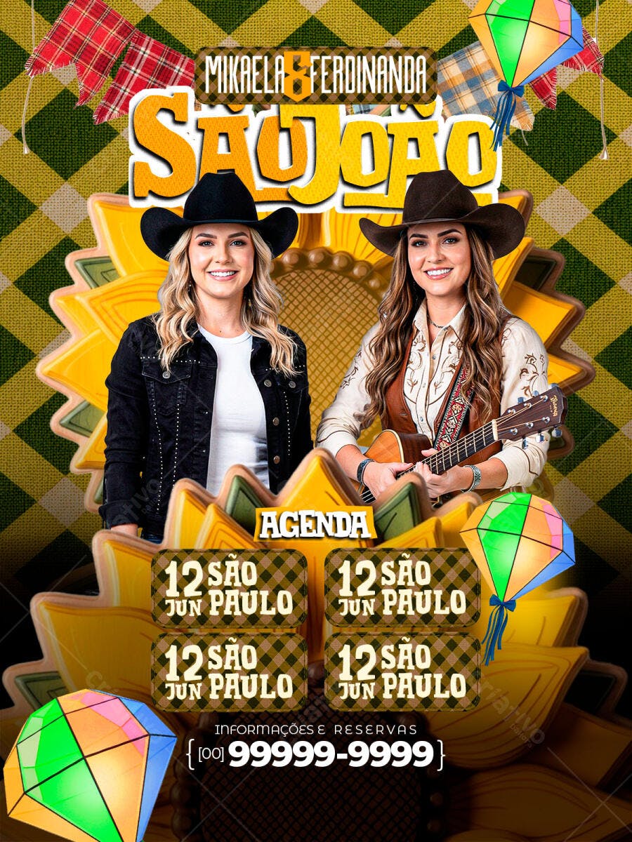 Flyer São João Festa Junina Sertanejo PSD Editável