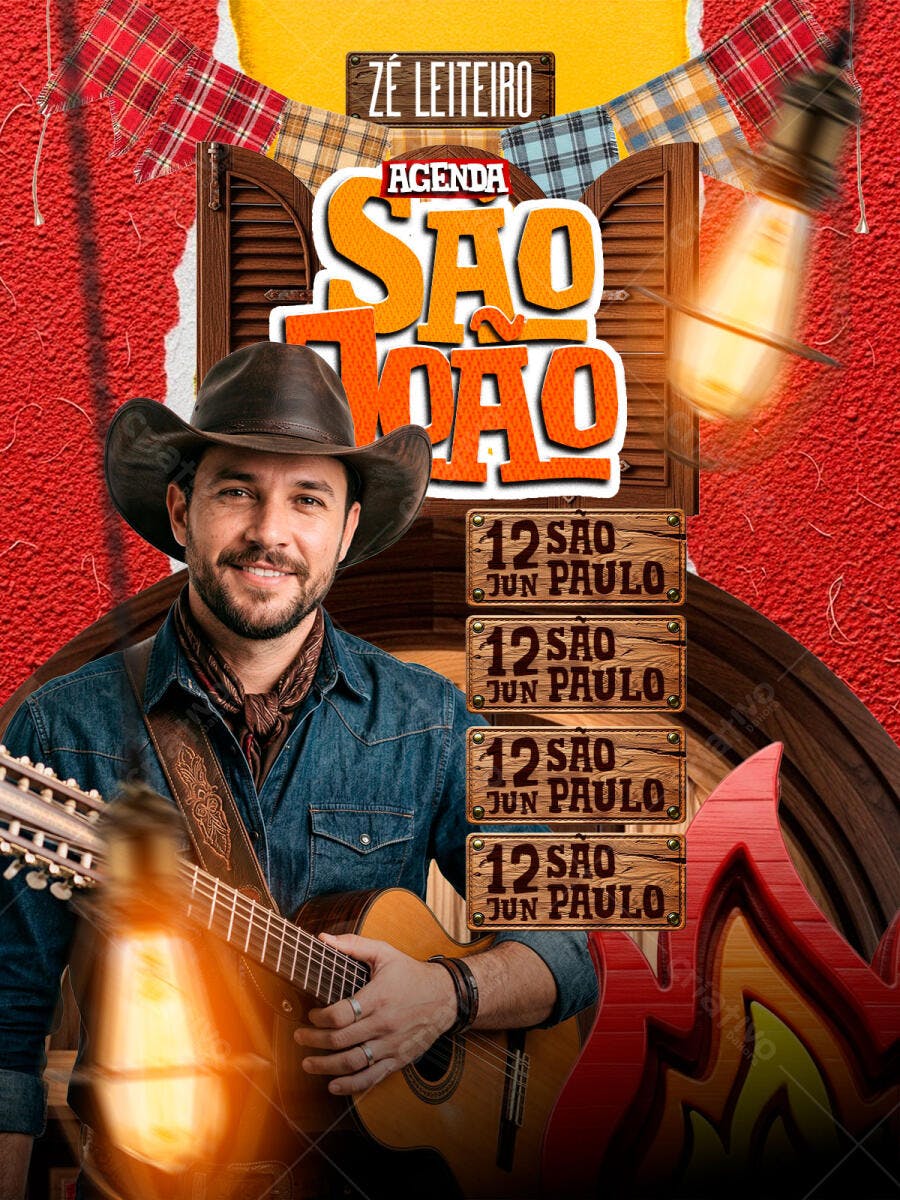 Flyer São João Festa Junina Sertanejo PSD Editável