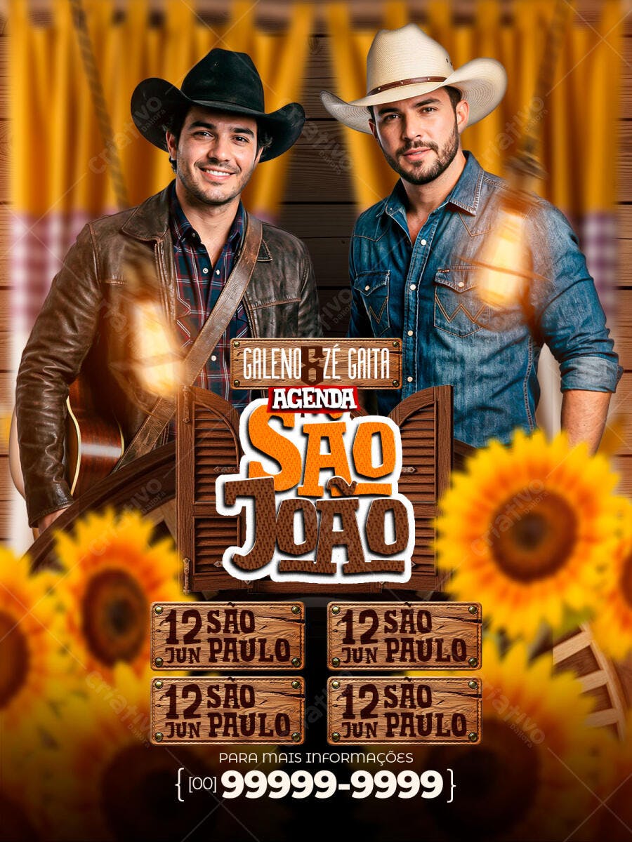 Flyer São João Festa Junina Sertanejo PSD Editável