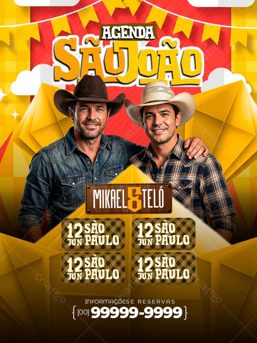 Flyer São João Festa Junina Sertanejo PSD Editável
