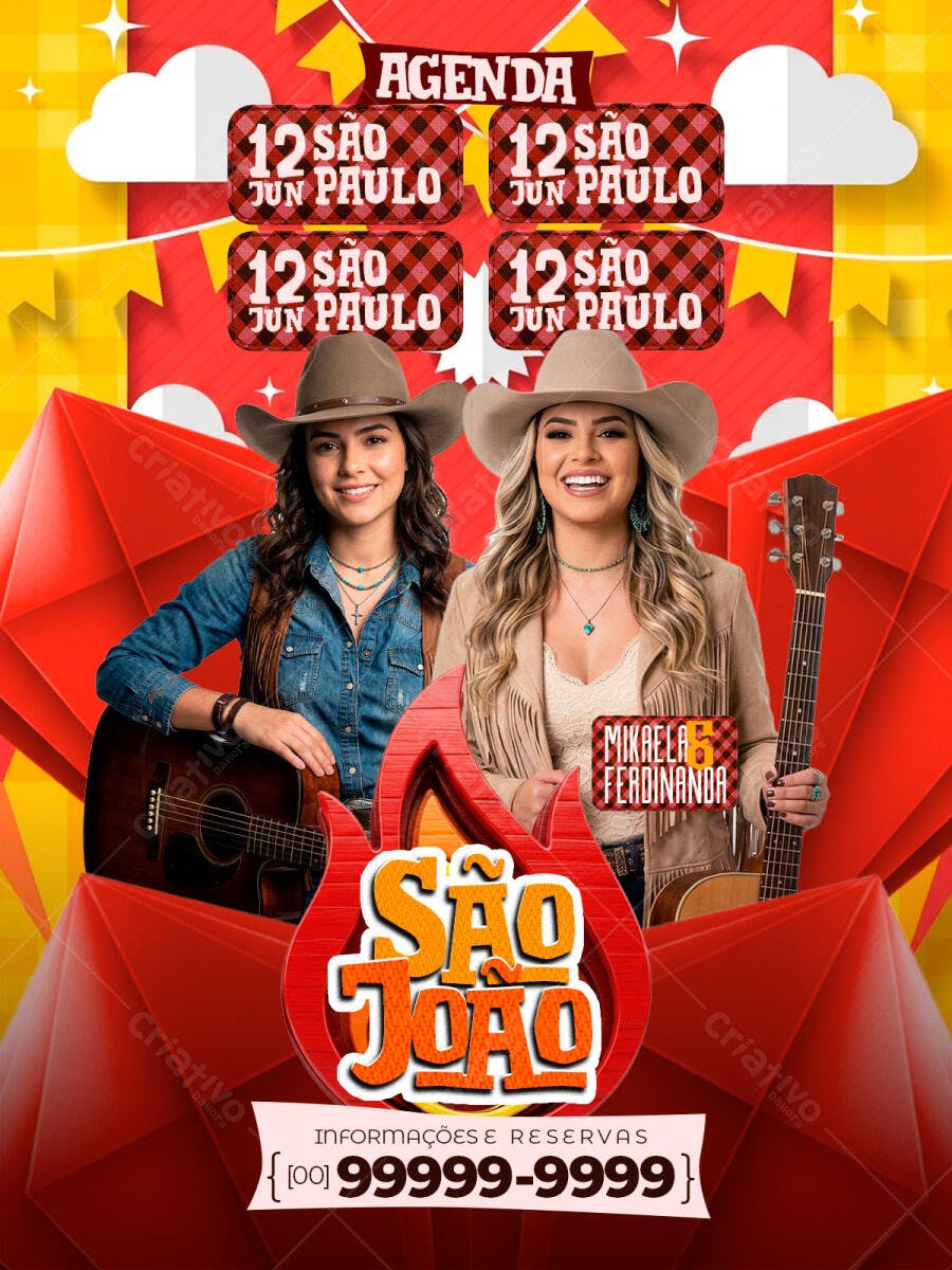 Flyer São João Festa Junina Show Sertanejo PSD Editável