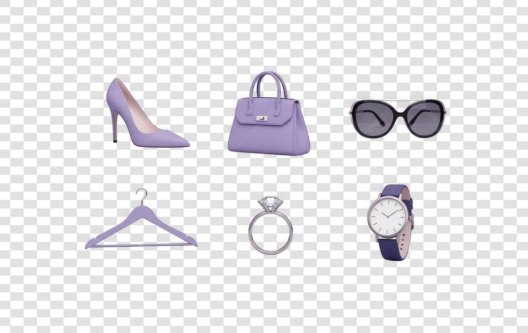 Foto Recortada Acessórios Femininos Roxo PNG Fundo Transparente