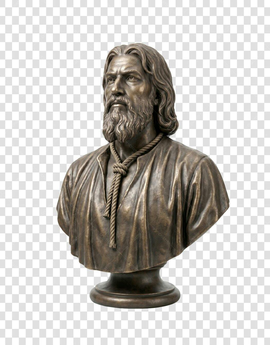 Foto Recortada Busto Escultura Homem Barbudo PNG Fundo Transparente