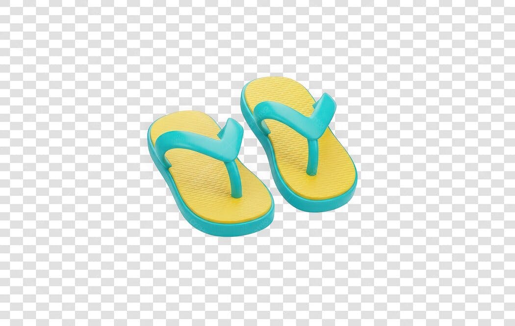 Foto Recortada Chinelo Amarelo Azul Verão PNG Fundo Transparente