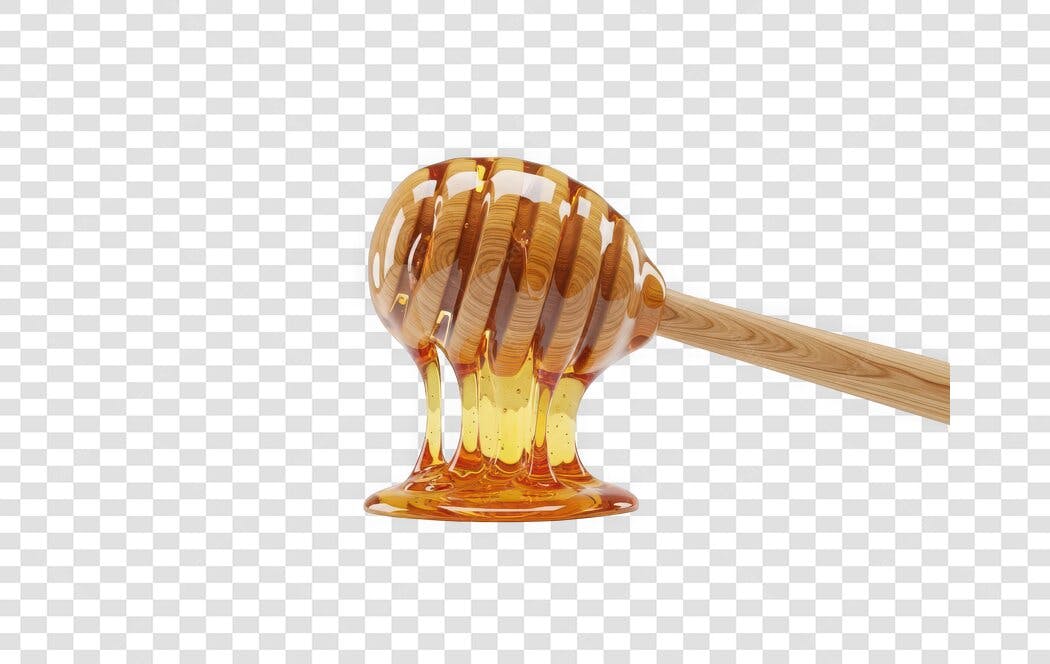 Foto Recortada Colher de Mel Gotejando PNG Fundo Transparente