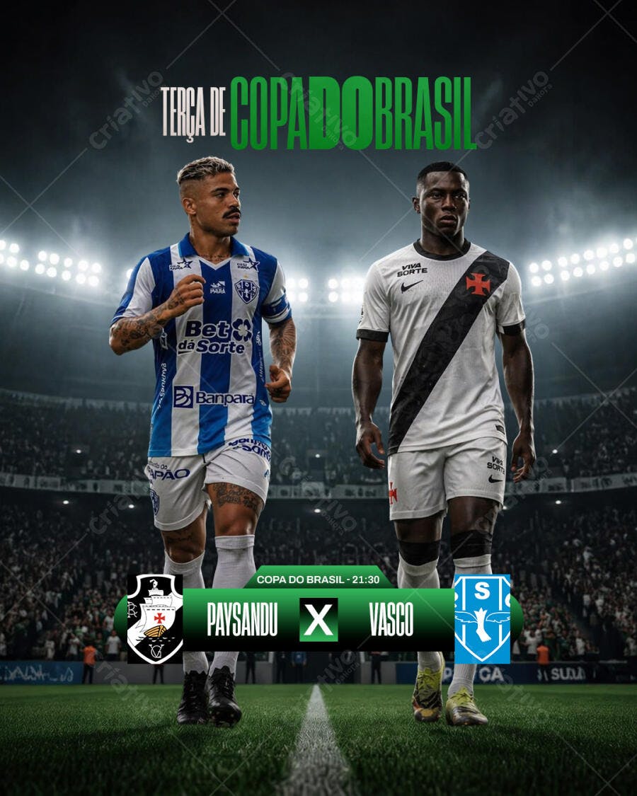 Post Copa do Brasil Paysandu x Vasco Futebol PSD Editável