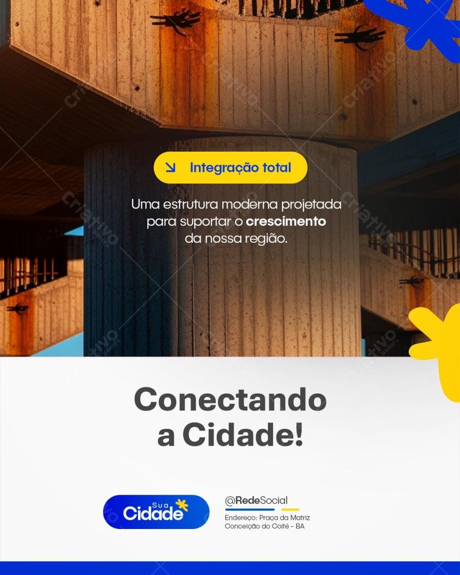 Post Instagram Conectando a Cidade PSD Editável
