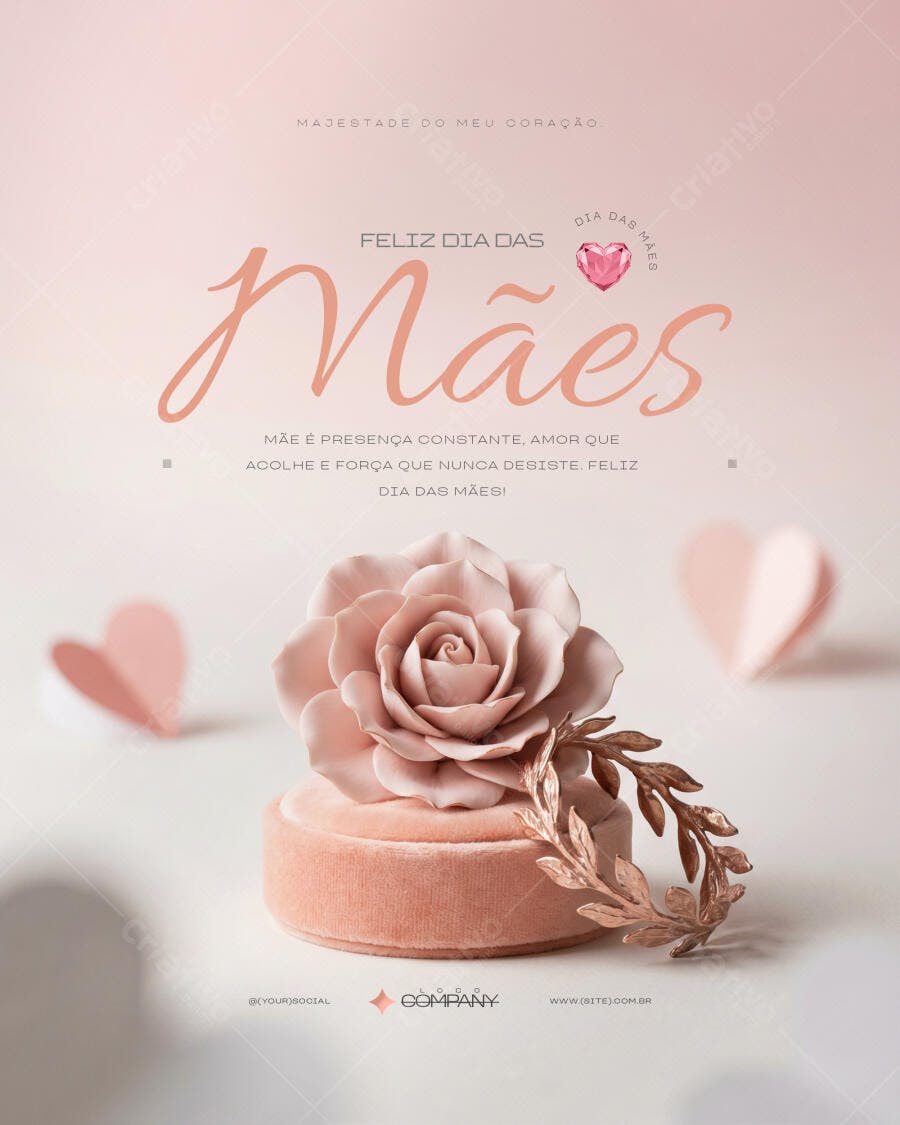Post Instagram Dia das Mães Floral Delicado PSD Editável