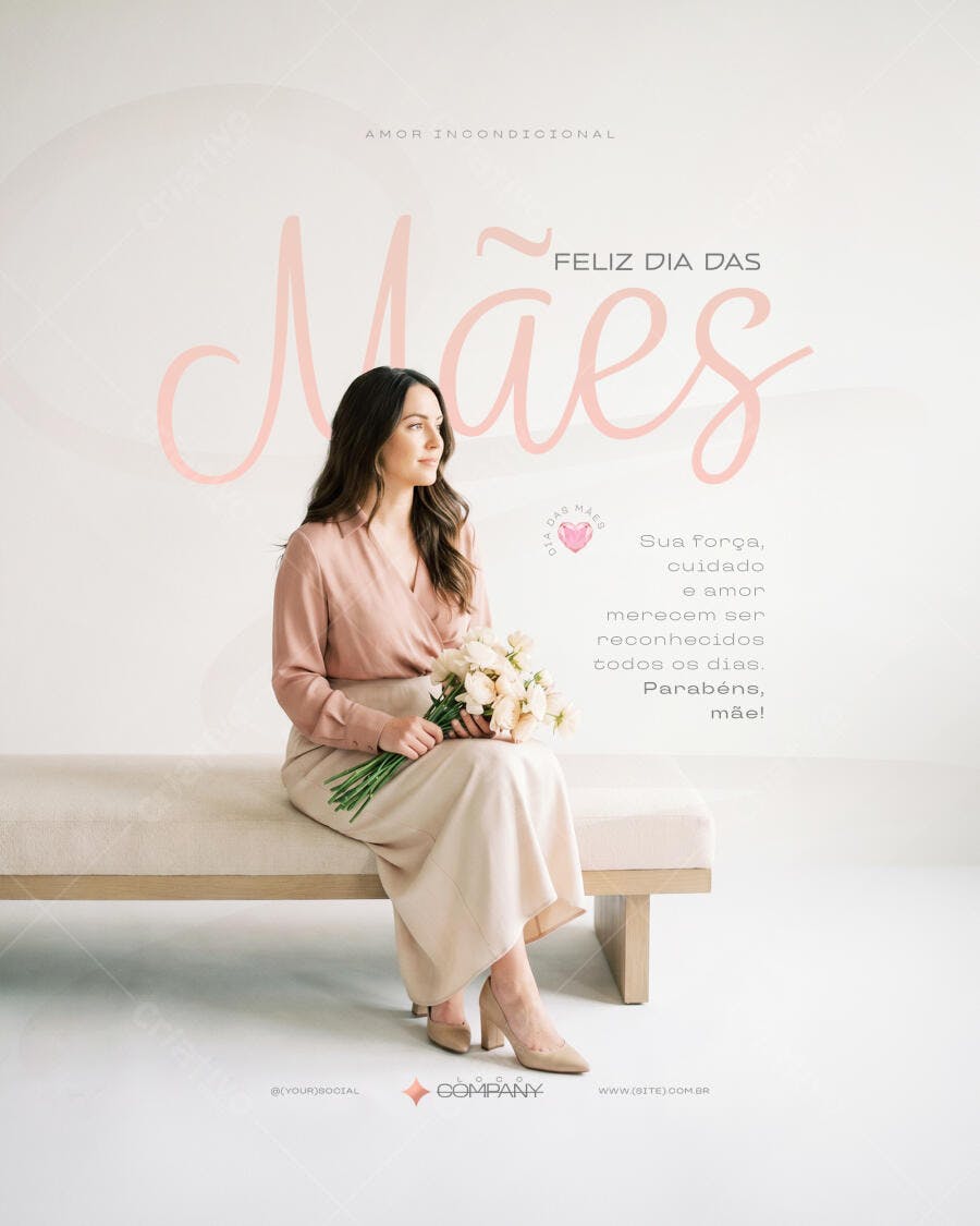 Post Instagram Dia das Mães Minimalista PSD Editável