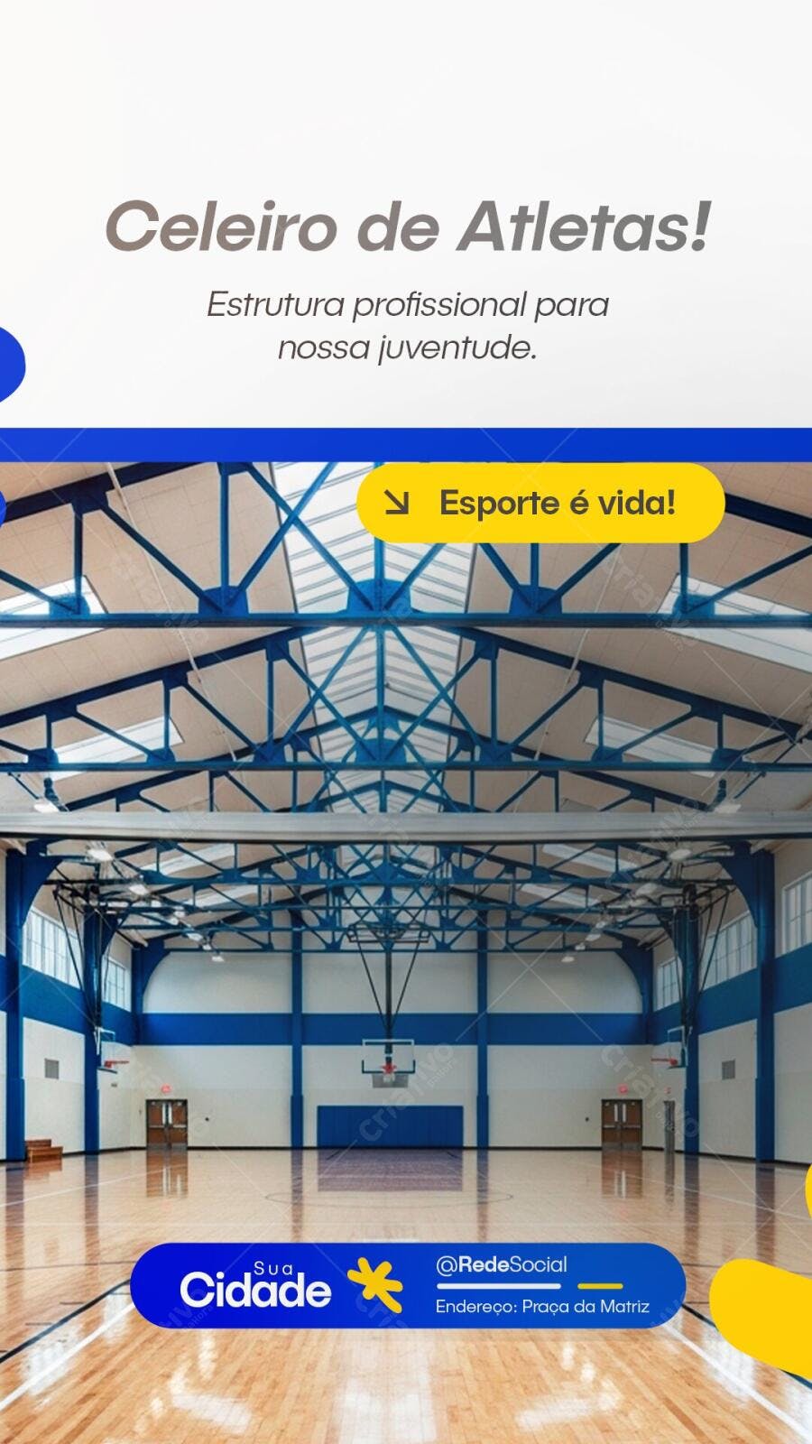 Post Instagram Esporte Ginásio Poliesportivo PSD Editável