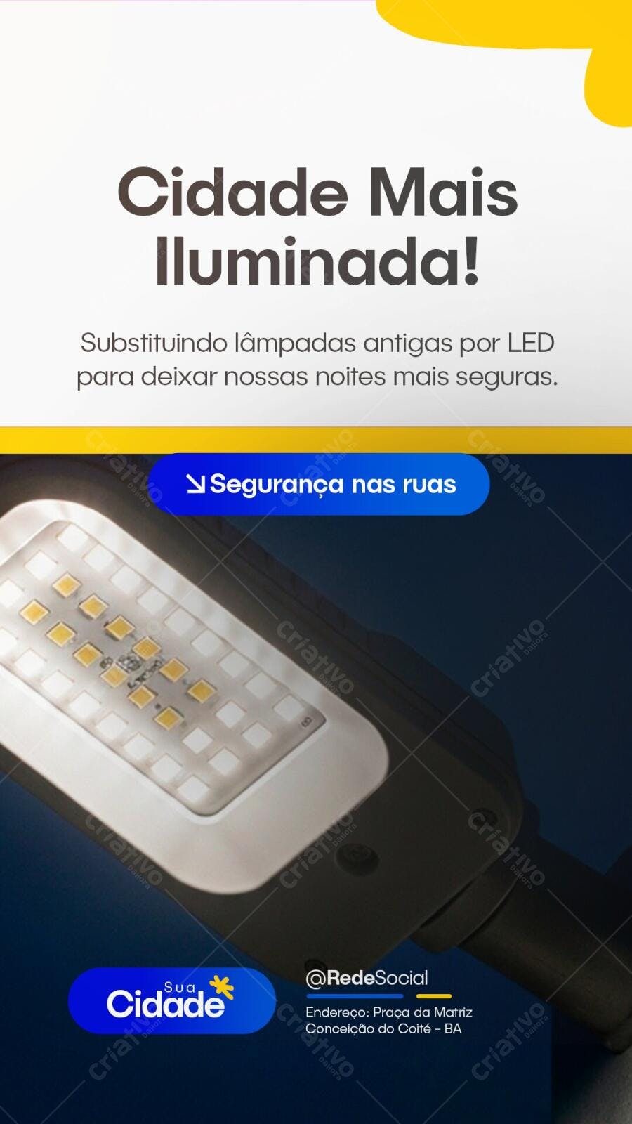 Post Instagram Iluminação Pública LED Cidade PSD Editável