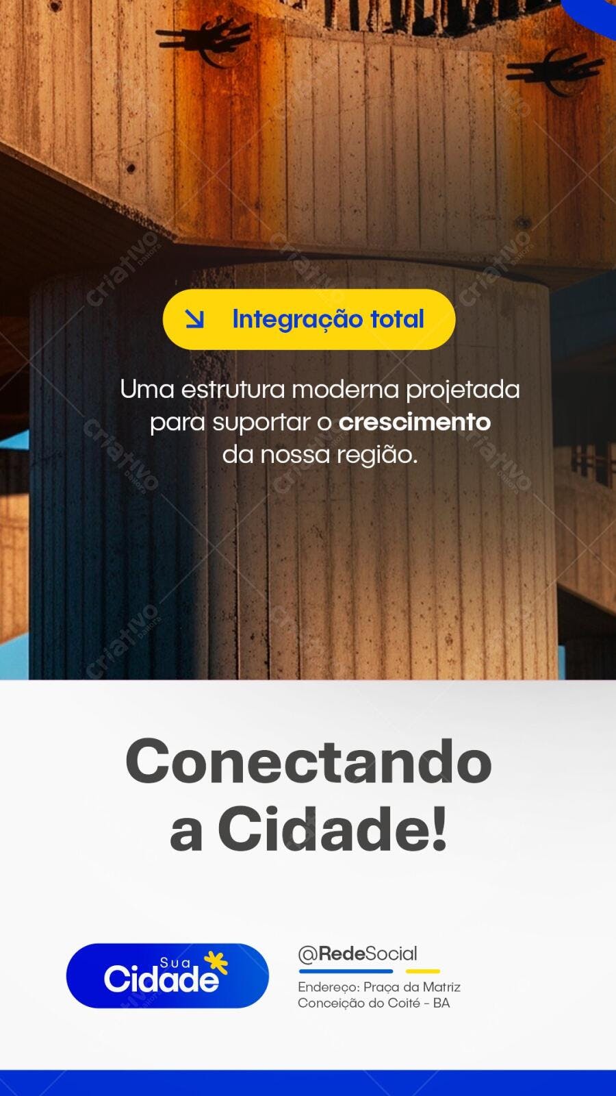Post Instagram Integração Urbana Conectando Cidade PSD Editável