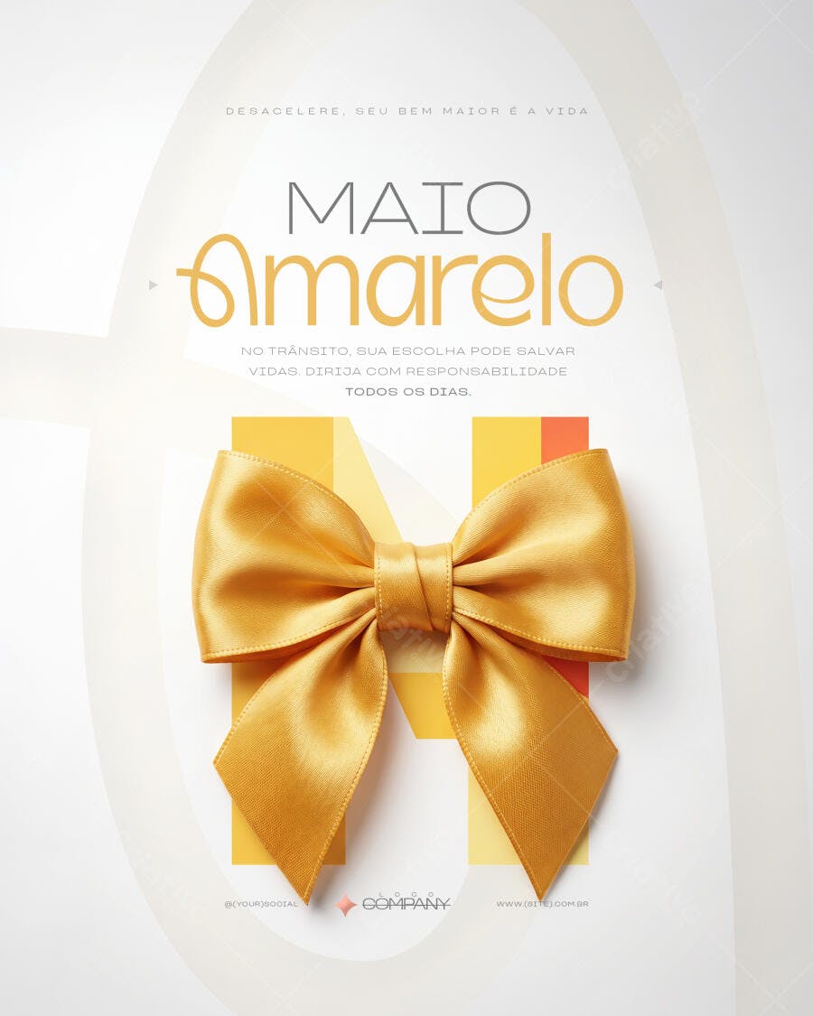 Post Instagram Maio Amarelo Conscientização PSD Editável