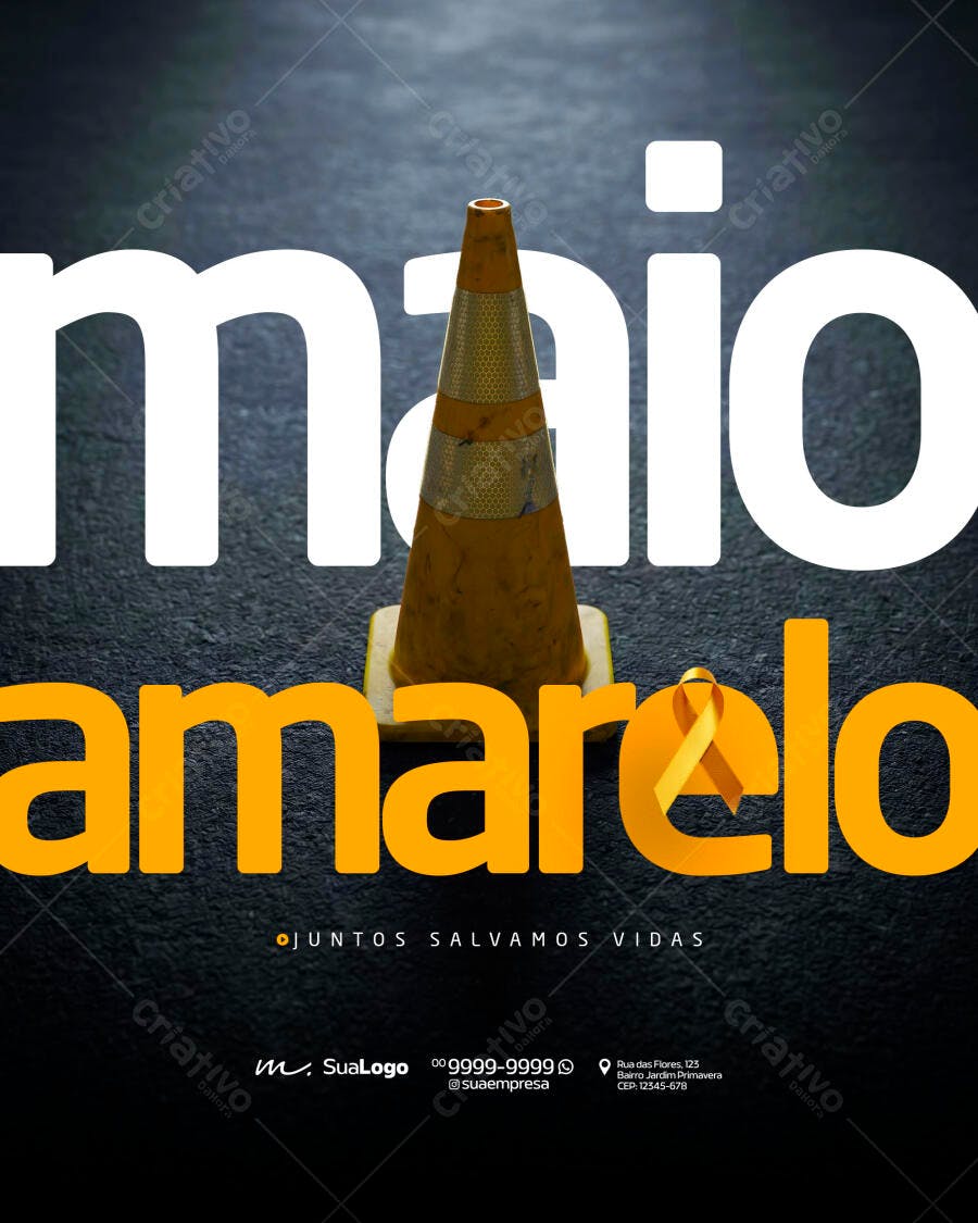 Post Instagram Maio Amarelo Conscientização PSD Editável