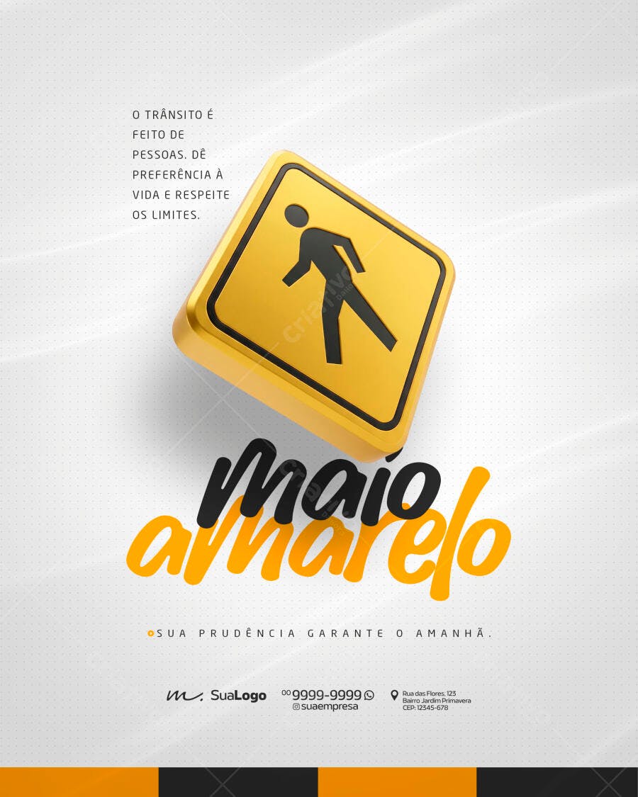 Post Instagram Maio Amarelo Conscientização Trânsito PSD Editável
