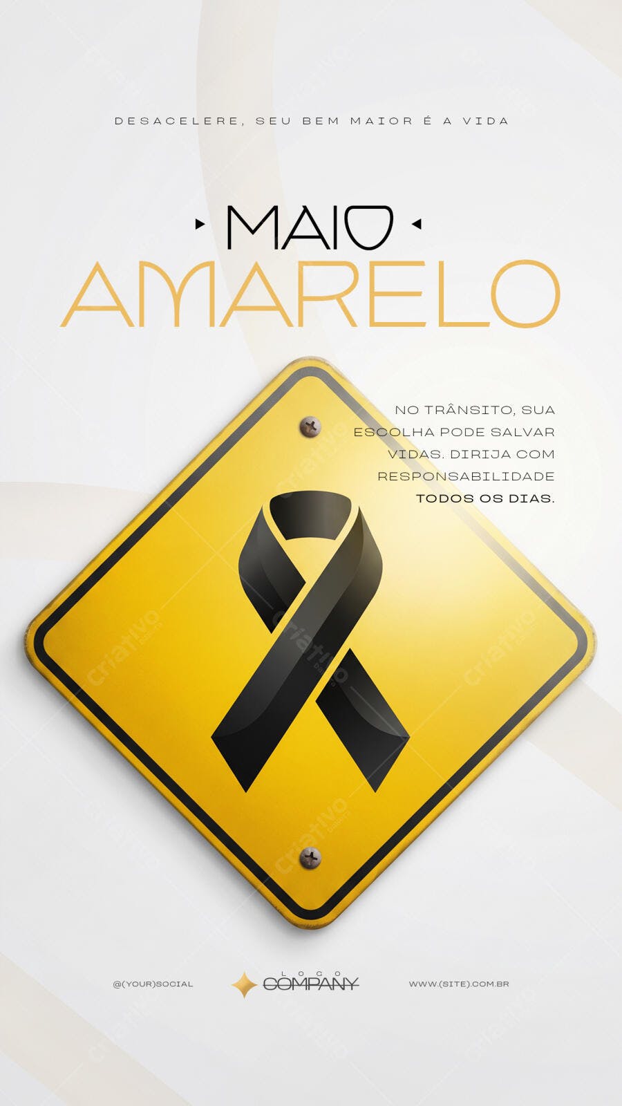 Post Instagram Maio Amarelo Conscientização Trânsito PSD Editável