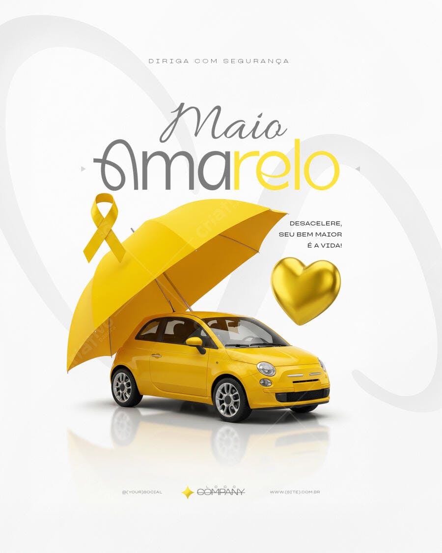 Post Instagram Maio Amarelo Conscientização Trânsito PSD Editável