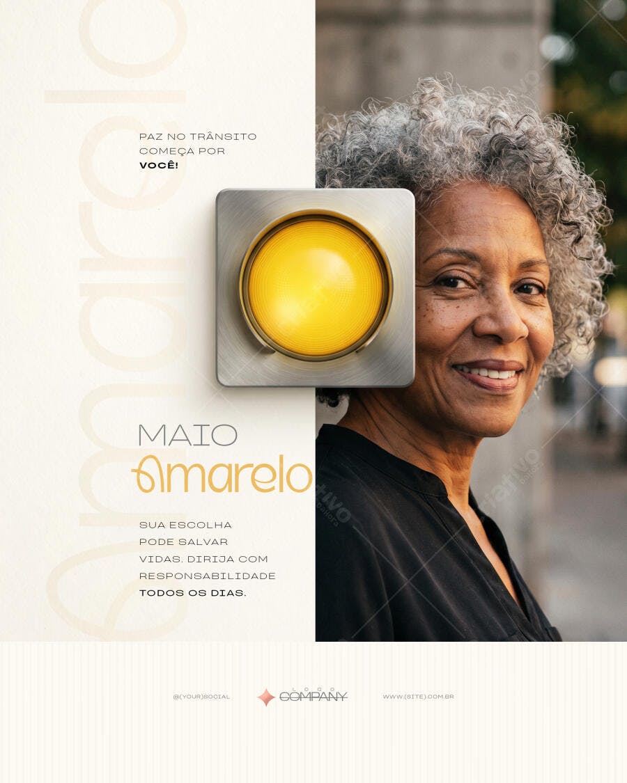 Post Instagram Maio Amarelo Conscientização Trânsito PSD Editável