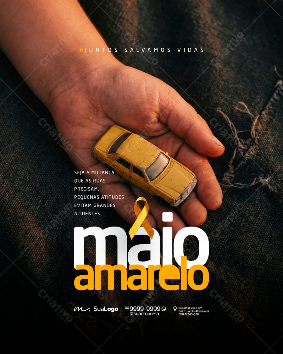 Post Instagram Maio Amarelo Conscientização Trânsito PSD Editável