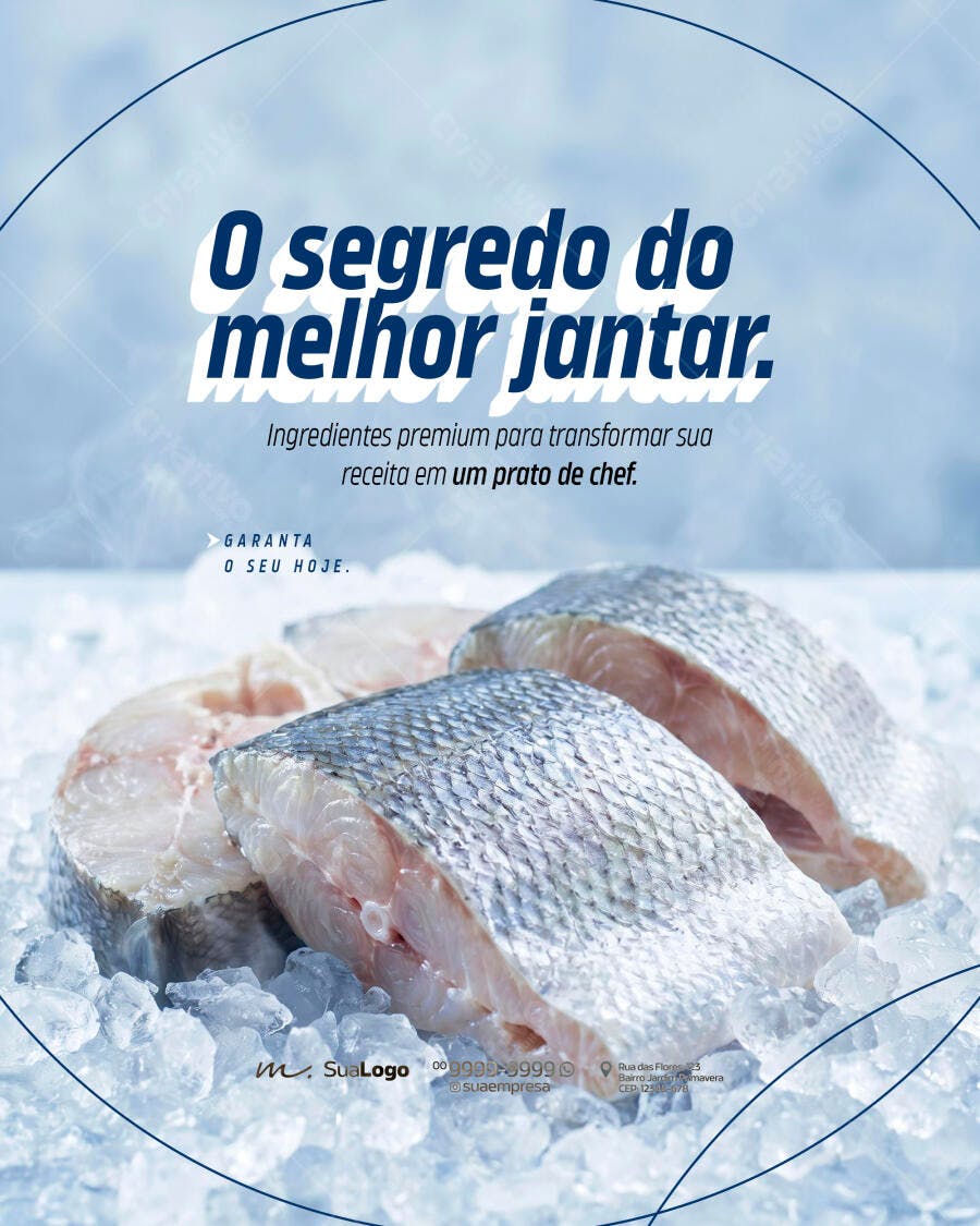 Post Instagram Peixaria Frutos do Mar PSD Editável