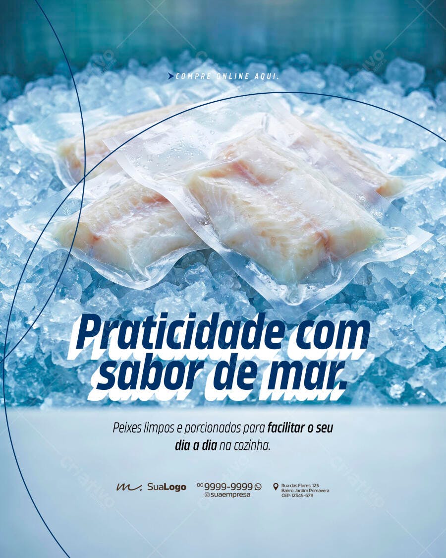 Post Instagram Peixaria Pescados Congelados PSD Editável