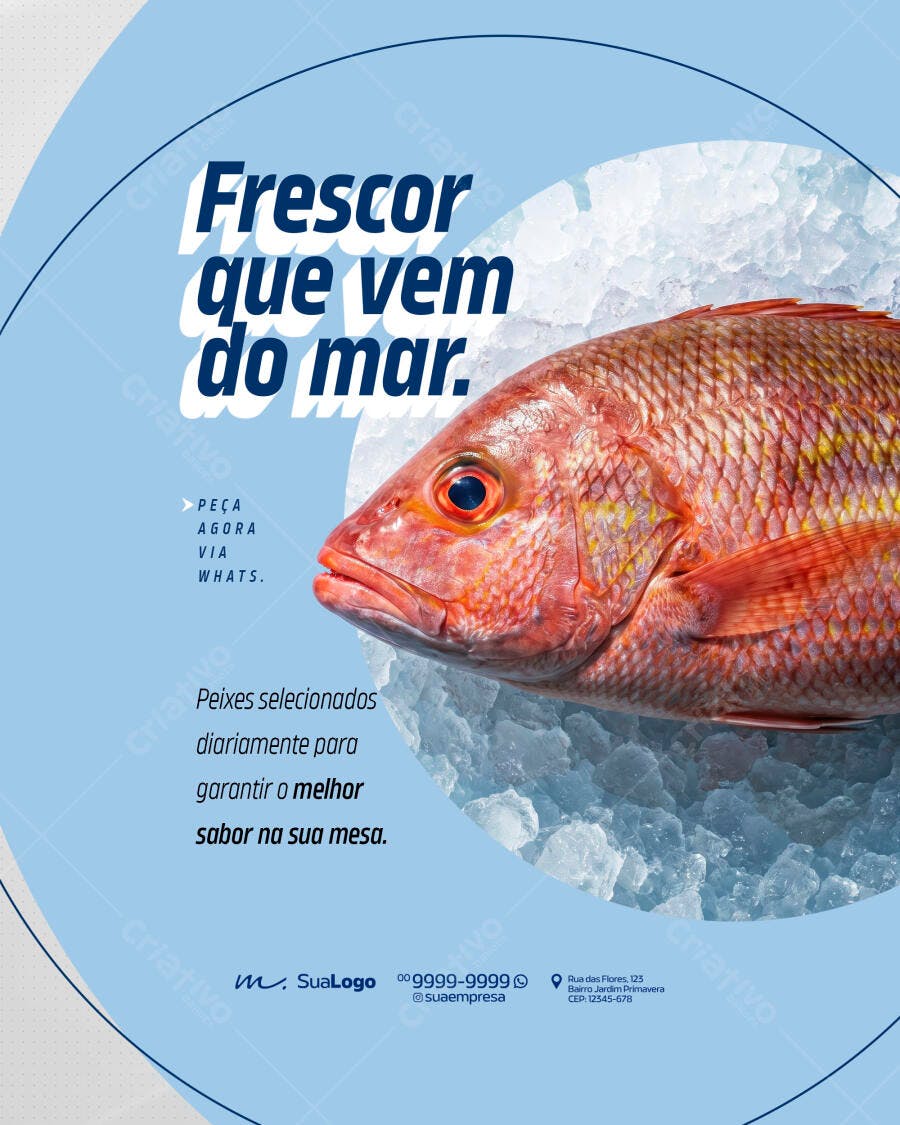 Post Instagram Peixaria Pescados Frescos PSD Editável