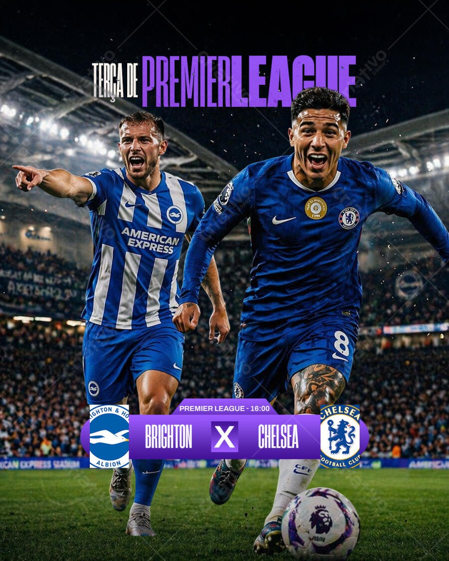 Post Instagram Premier League Futebol Brighton Chelsea PSD Editável