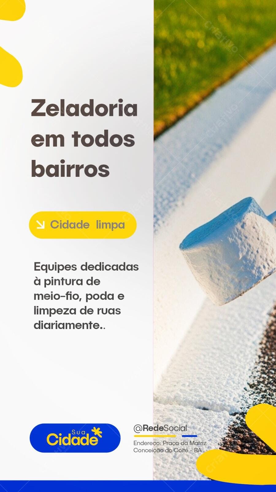 Post Instagram Zeladoria Limpeza Urbana PSD Editável