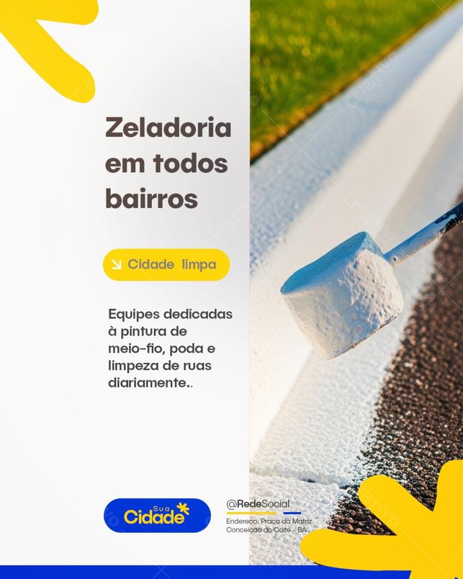 Post Instagram Zeladoria Urbana Cidade Limpa PSD Editável