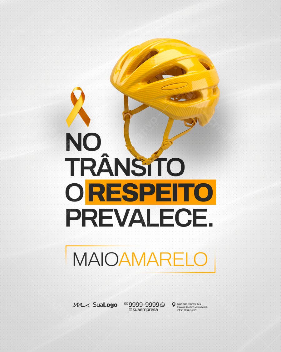 Post Maio Amarelo Conscientização Trânsito PSD Editável