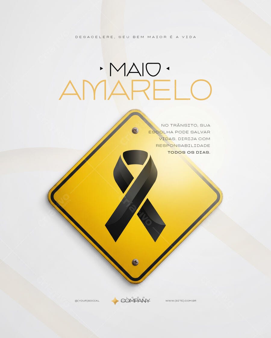 Post Maio Amarelo Conscientização Trânsito PSD Editável