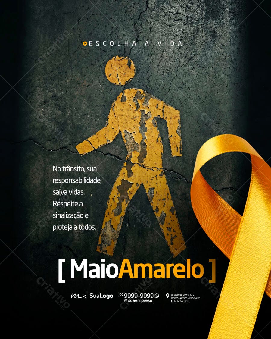 Post Maio Amarelo Conscientização Trânsito PSD Editável