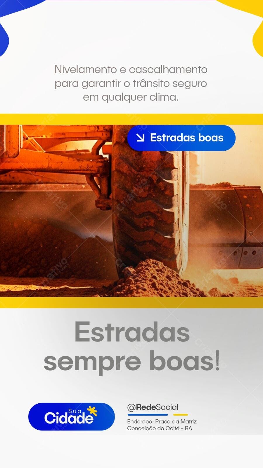 Post Social Media Obras Públicas Estradas PSD Editável