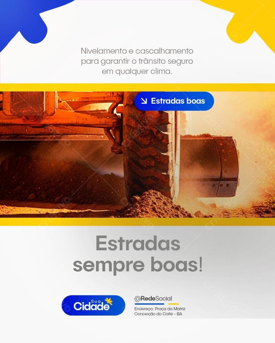 Post Social Media Serviços Públicos Estradas PSD Editável