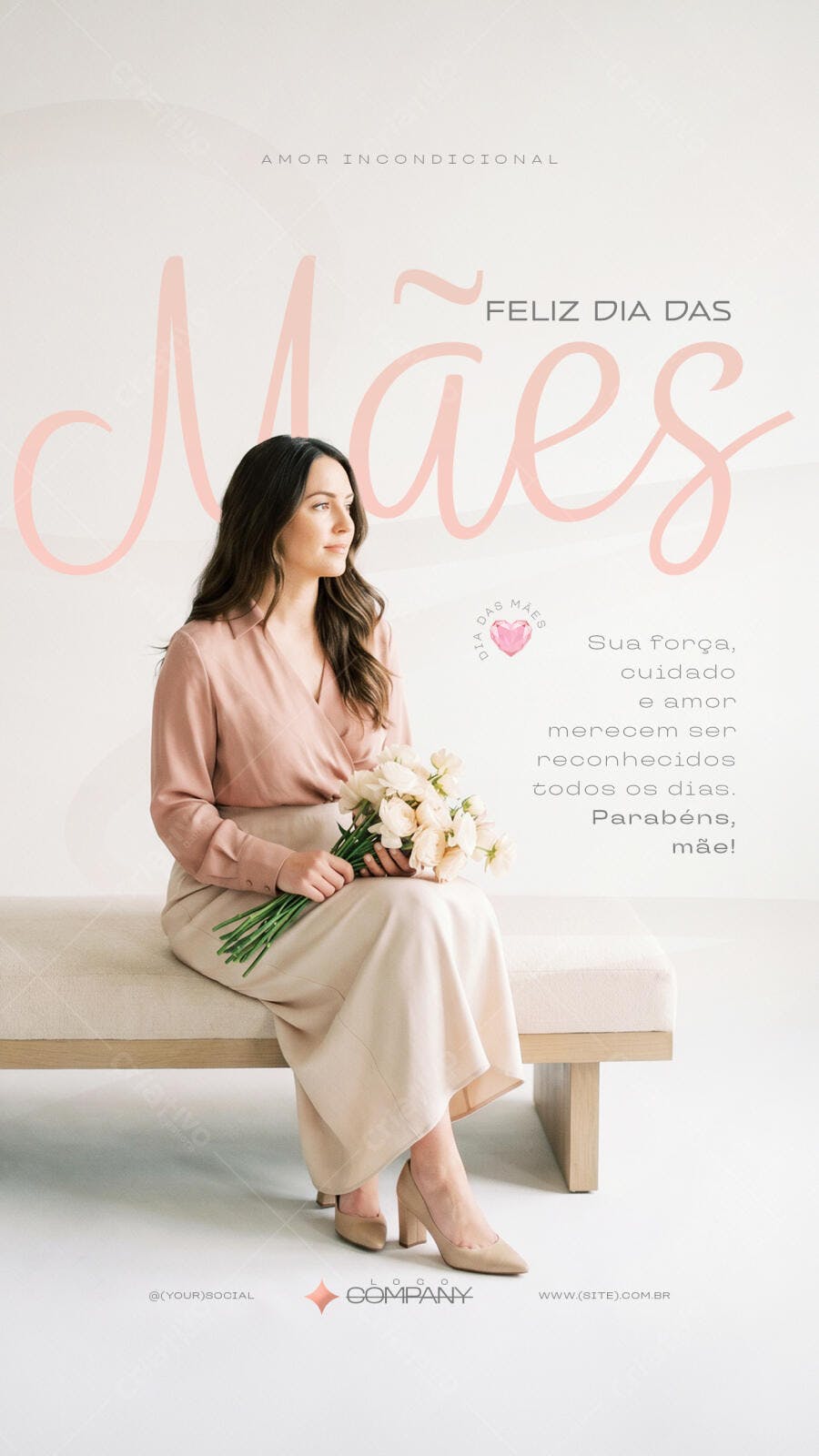 Story Instagram Dia das Mães Minimalista PSD Editável