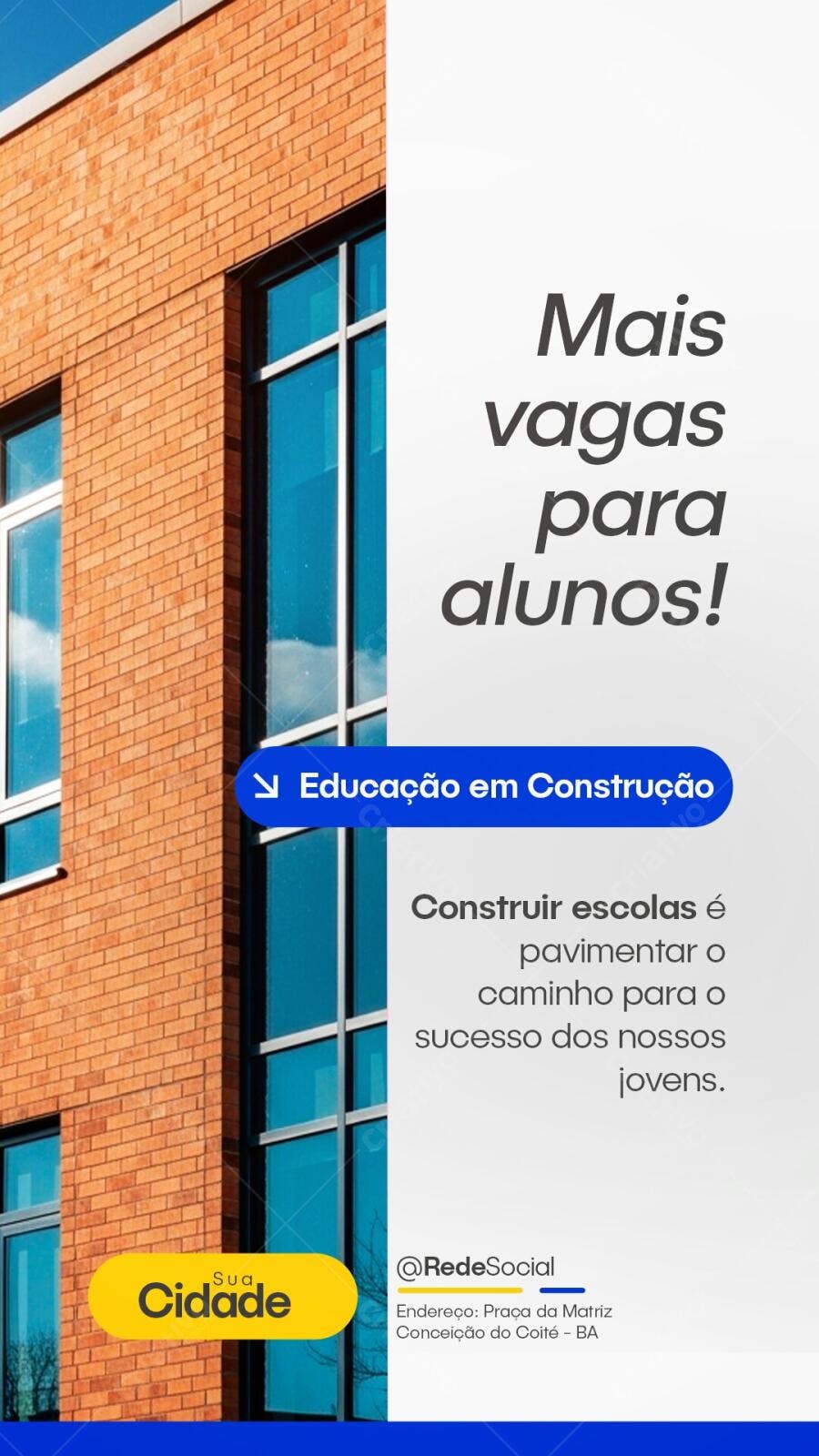 Story Instagram Educação Construção Escolas PSD Editável