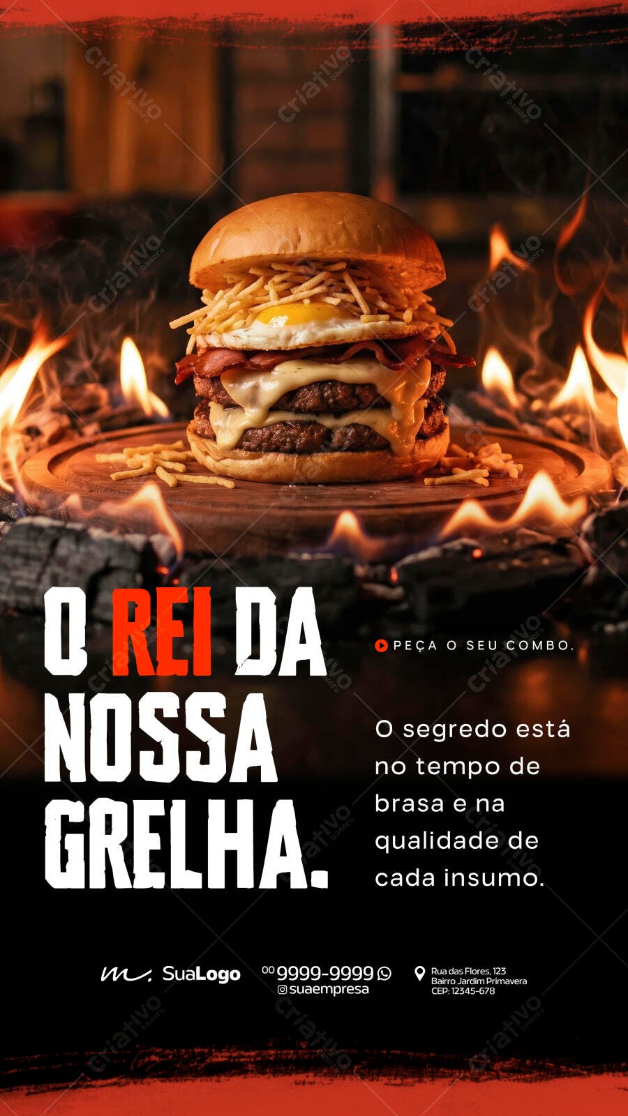 Story Instagram Hamburgueria Artesanal PSD Editável